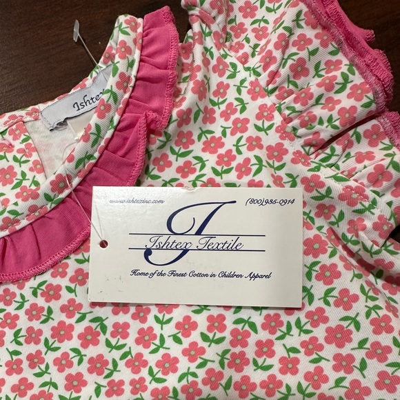 ISHTEX Pink/White Floral Girl's short set NWT size 24m/2Y - Picture 14 of 14
